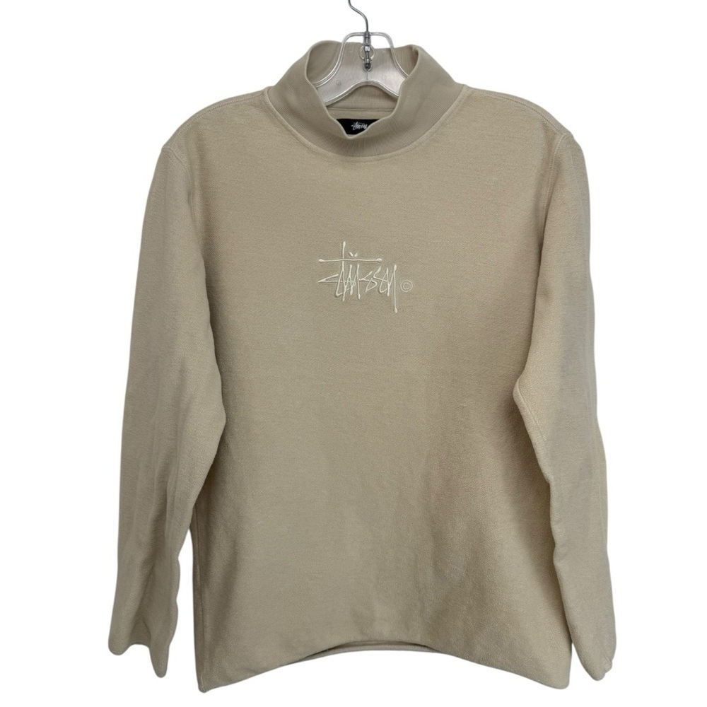 Stussy Mock Neck Pull Over Sweatshirt  Women’s Size XS Natural Cream